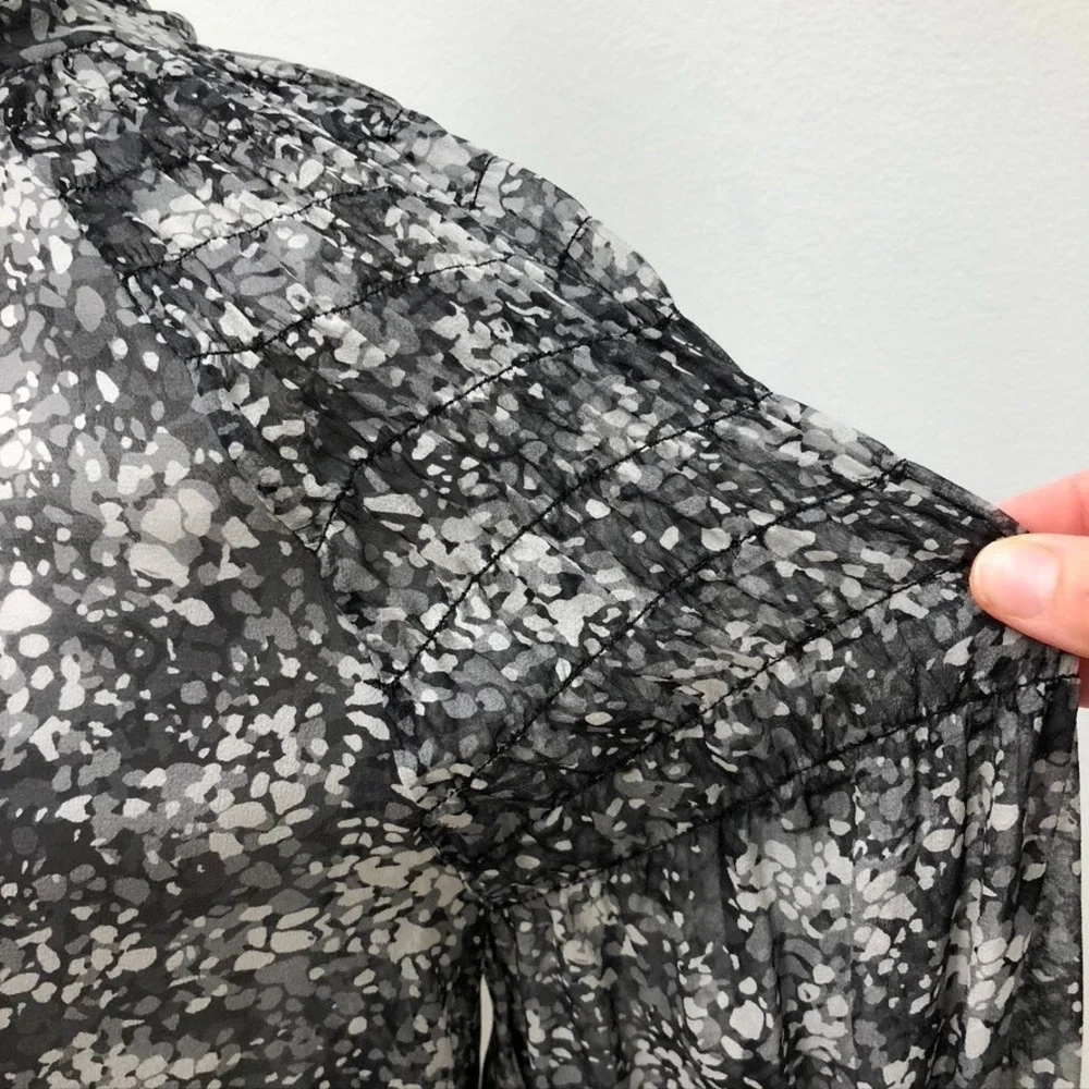 Michael‎ Kors Silk Chiffon Blouse Top Womens 6 Gray Whimsigoth Dark Fairy Career
